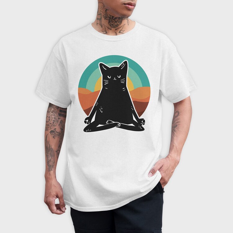 Yoga Cat 2, Tricou Barbati (Unisex)