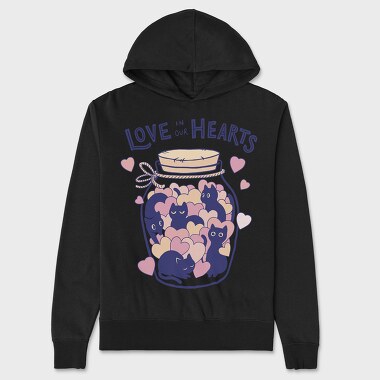 Love in Our Hearts Cats Jar, Hanorac Oversize Barbati (Unisex)