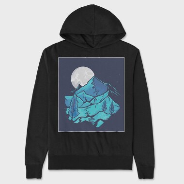 Watercolour Moon Landscape, Hanorac Oversize Barbati (Unisex)