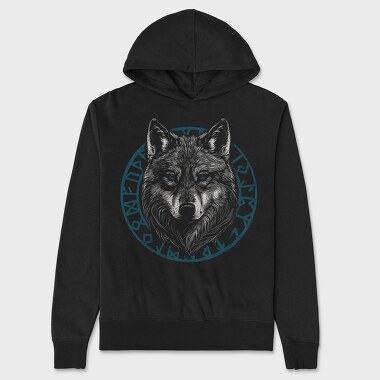 Wolf Head Blue, Hanorac Oversize Barbati (Unisex)