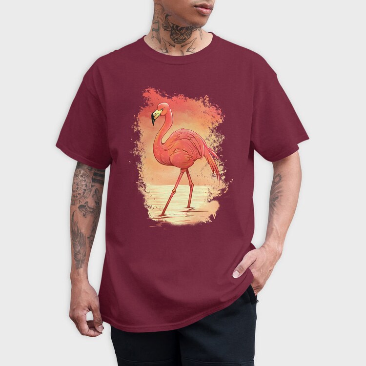 Flamingo Painting, Tricou Barbati (Unisex)