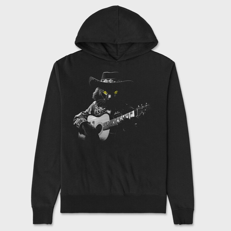 Hanorac Barbati (Unisex), Guitar Cat Monochrome