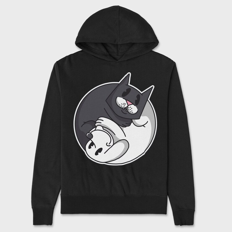 Yin Yang Cat and Dog, Hanorac Oversize Barbati (Unisex)