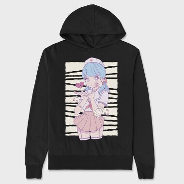 Menhera Nurse Kawaii Anime Girl, Hanorac Oversize Barbati (Unisex)