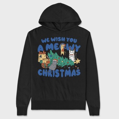 Meowy Christmas 2, Hanorac Oversize Barbati (Unisex)