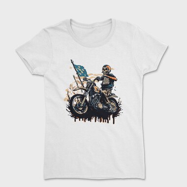 American Flag Skeleton Motocross Motorcycle, Tricou Femei