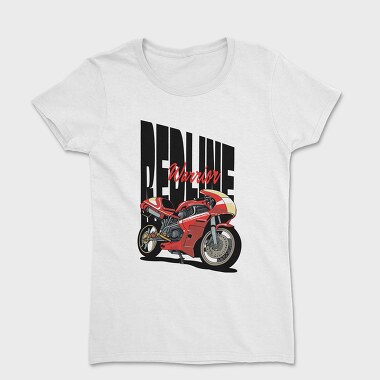 Tricou Femei, Anime Style Motorcycle Drawing Phrase Redline Warrior