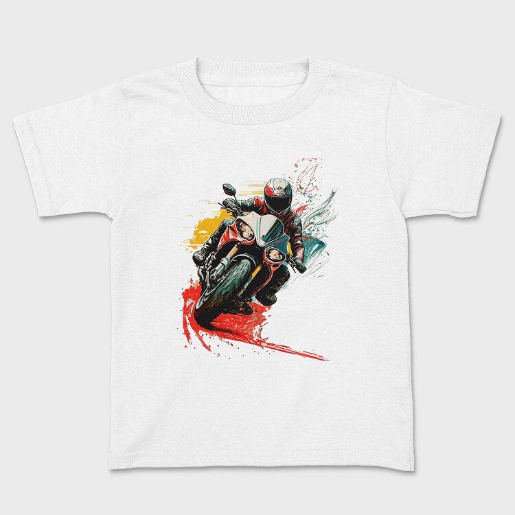 Tricou Copii, Colorful Explosion Sports Motorcycle Rider