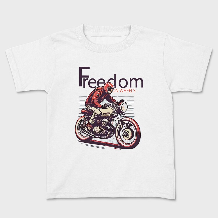 Freedom on Wheels Motorcycle Retro, Tricou Copii