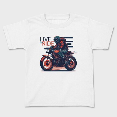 Tricou Copii, Live to Live MotorcycleArt RetroStyle