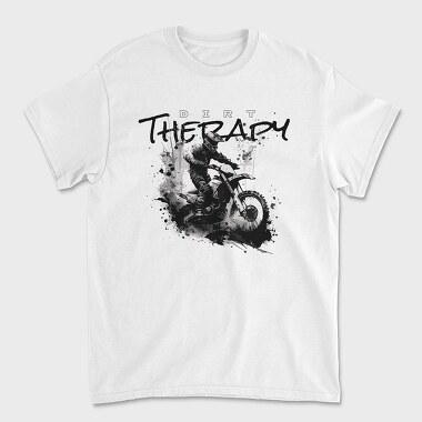 Tricou Barbati (Unisex), Motocross Rider Kicking Up Dirt and Jumping Dirt Therapy