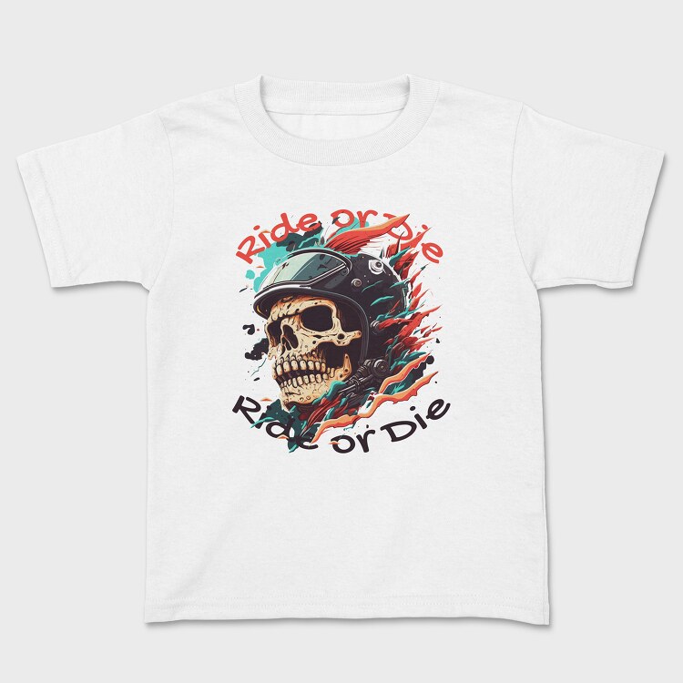 Motorcycle Helmet Skull Ride or Die, Tricou Copii