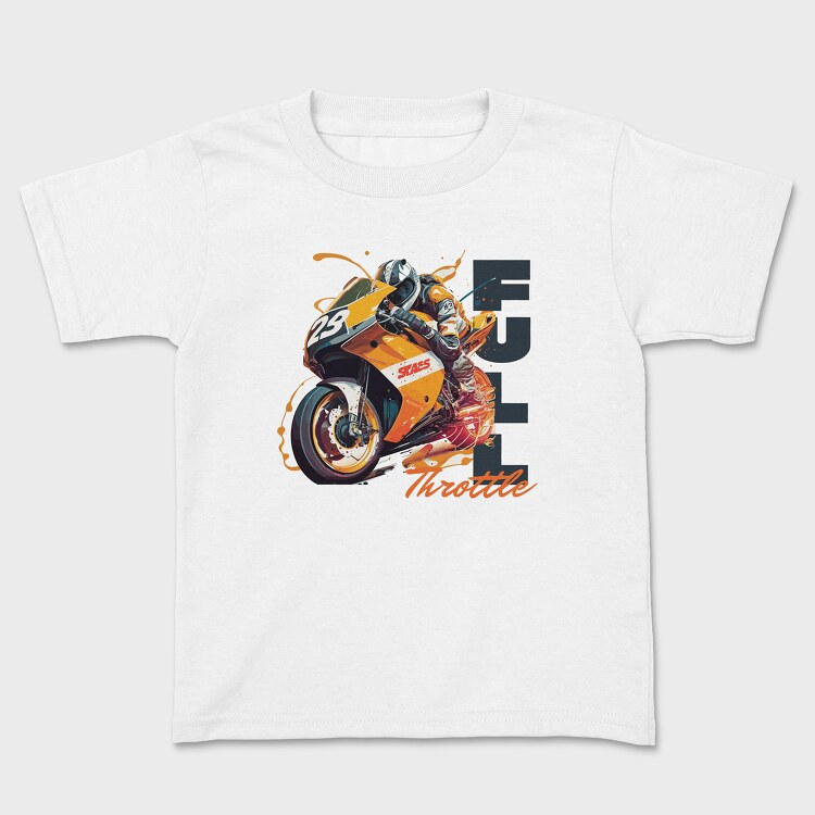 Tricou Copii, Racing Motorcycle With Rider Full Throttle