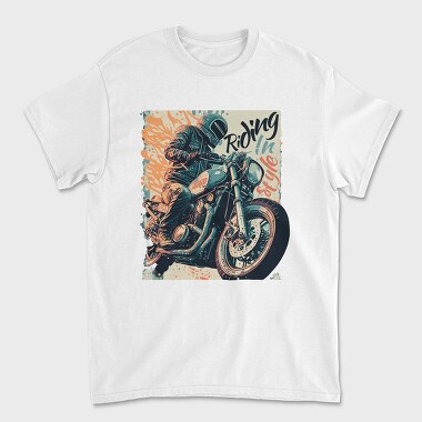 Riding in Style Motorcycle With Rider Artistic, Tricou Barbati (Unisex)