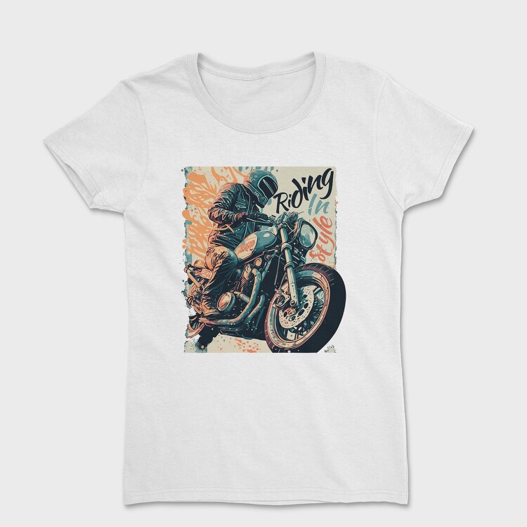 Tricou Femei, Riding in Style Motorcycle With Rider Artistic