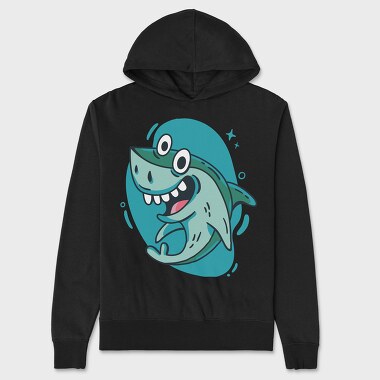 Happy Shark Cartoon, Hanorac Oversize Barbati (Unisex)