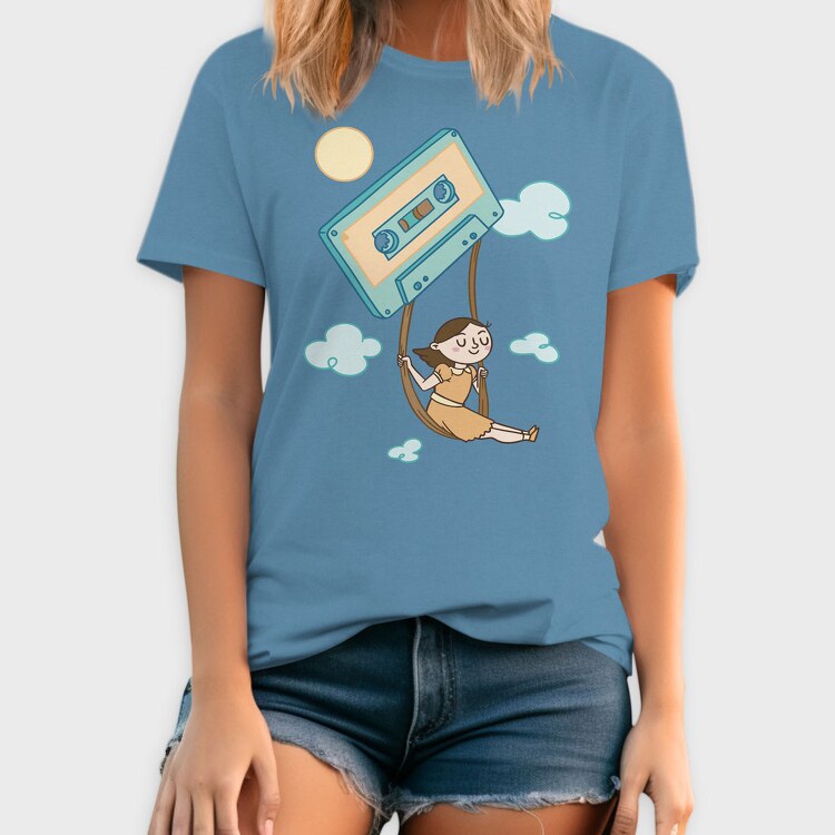 Girl Swinging on a Cassette Tape, Tricou Barbati (Unisex)