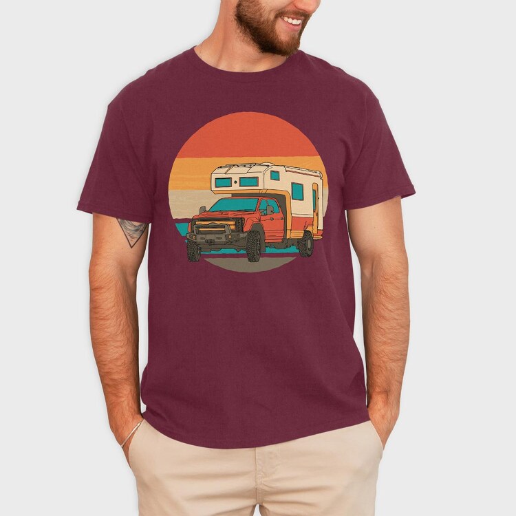 Retrosunset Camper, Tricou Barbati (Unisex)