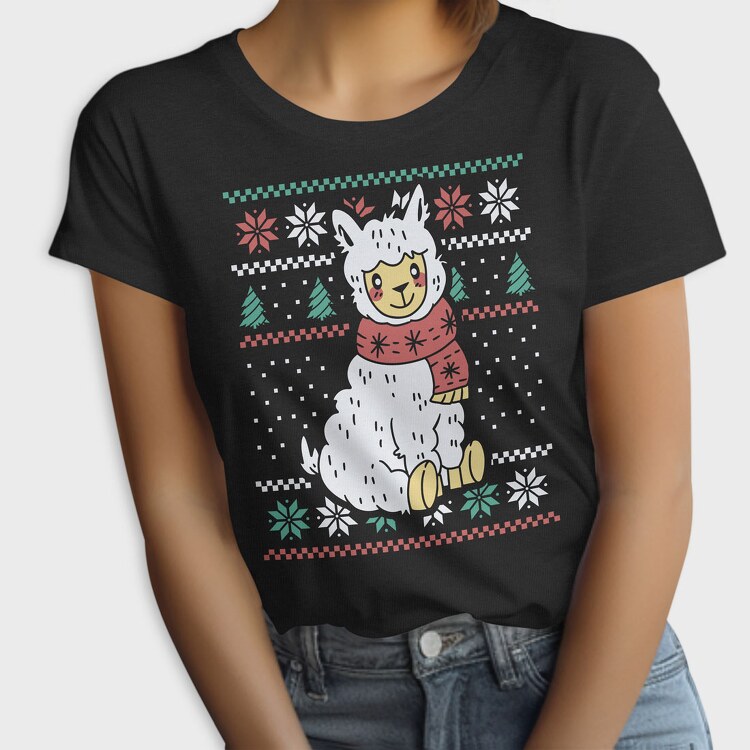 Ugly Sweater Llama, Tricou Femei