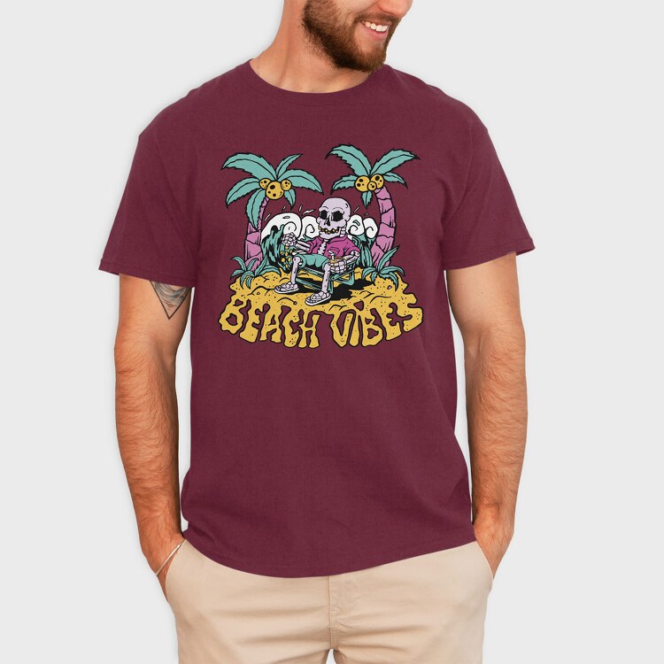 Beach Vibes Skeleton, Tricou Barbati (Unisex)