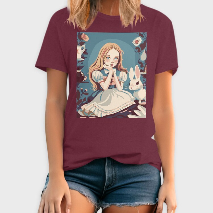 Cute Girl With Rabbit, Tricou Barbati (Unisex)