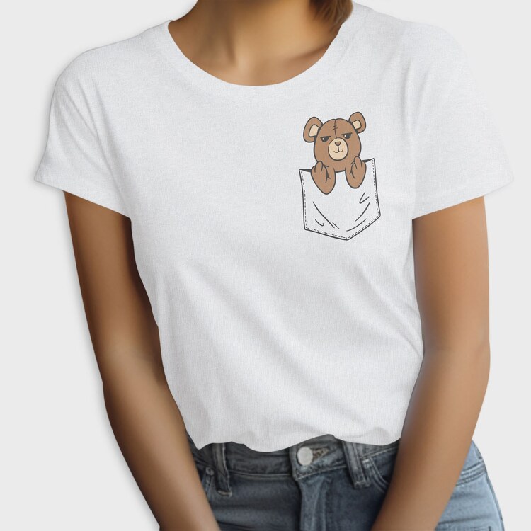 Teddy Bear Middle Finger Pocket, Tricou Femei