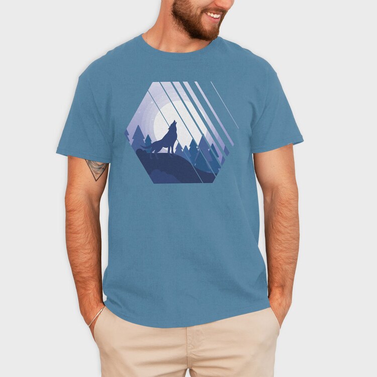 Howling Wolf Hexagon, Tricou Barbati (Unisex)