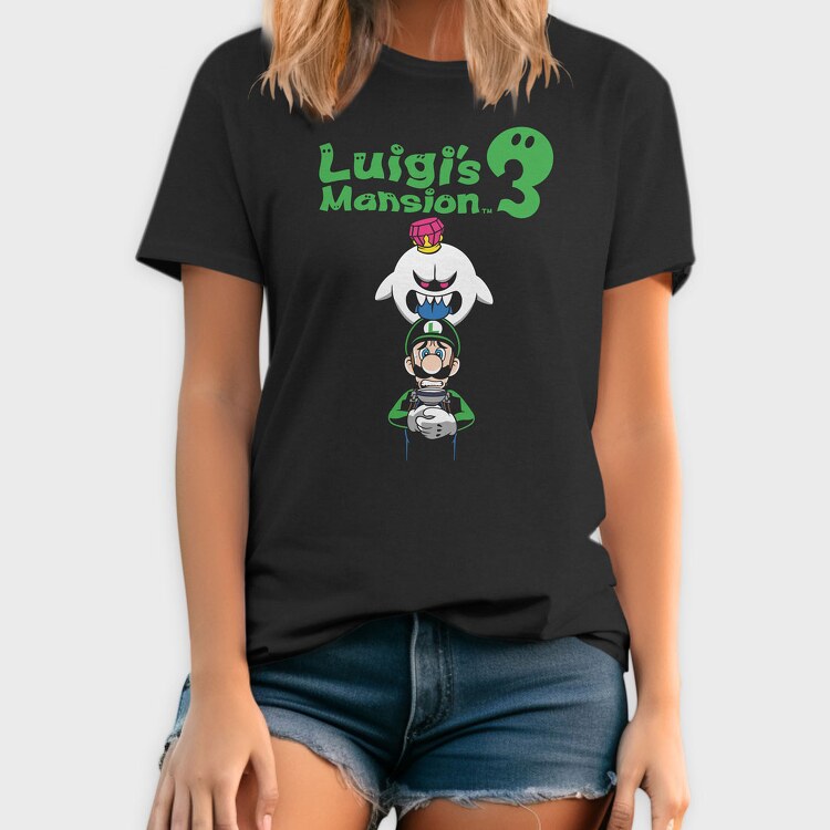 Luigi Boo Black Background, Tricou Barbati (Unisex)