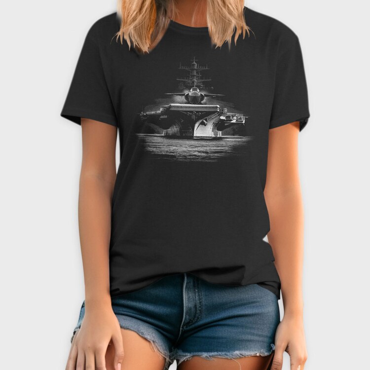 Jet Aircraft Carrier Monochrome, Tricou Barbati (Unisex)