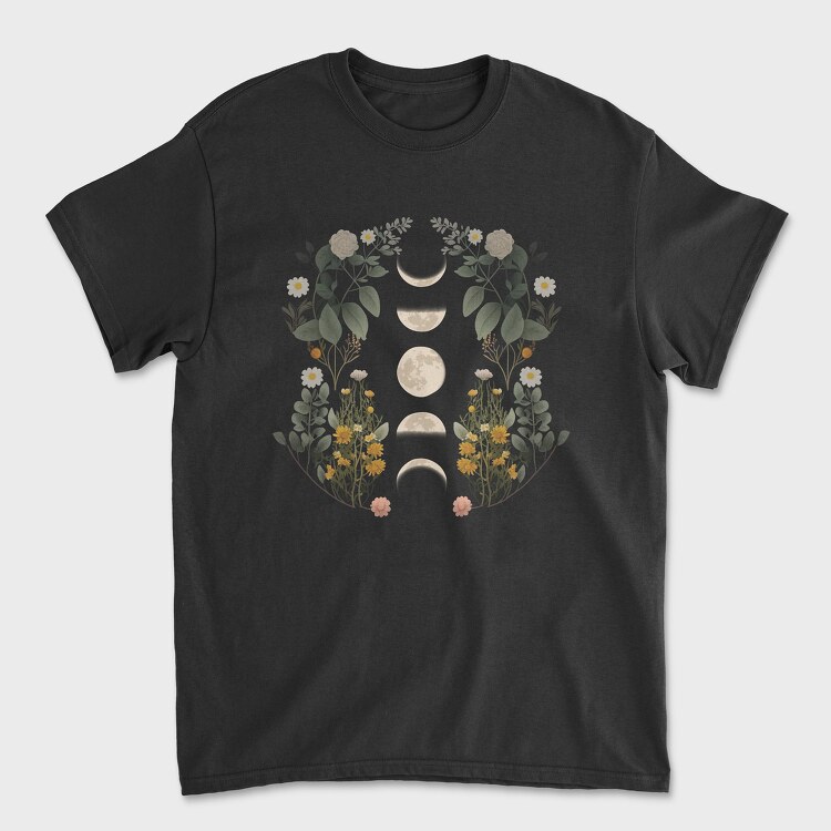 Moon Phases Dark Flowers, Tricou Barbati (Unisex)