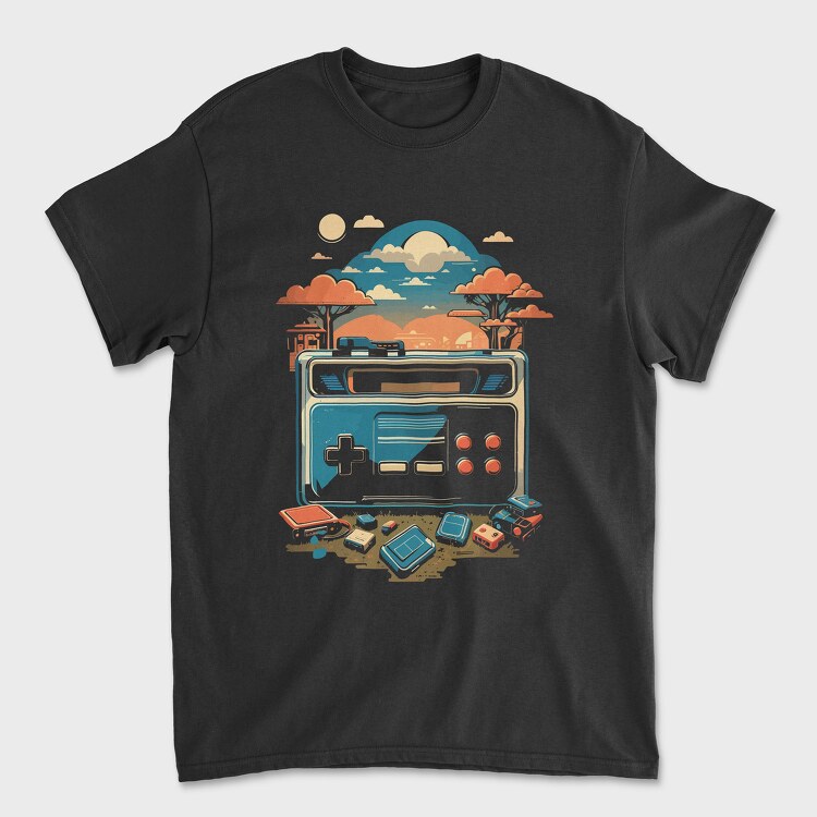 Retro Joystick Landscape, Tricou Barbati (Unisex)