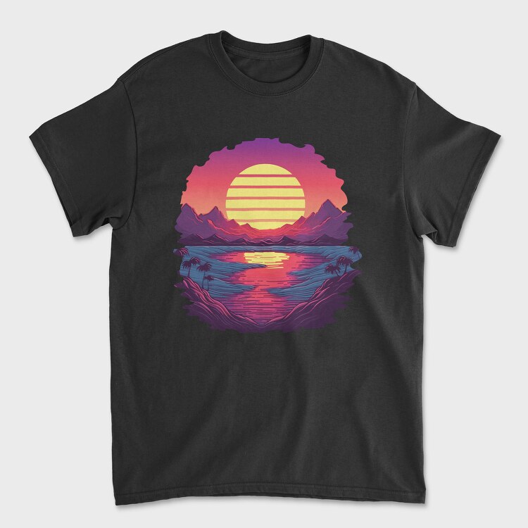 Retro Sunset View, Tricou Barbati (Unisex)