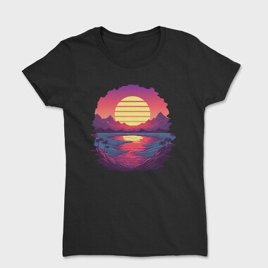 Retro Sunset View, Tricou Femei