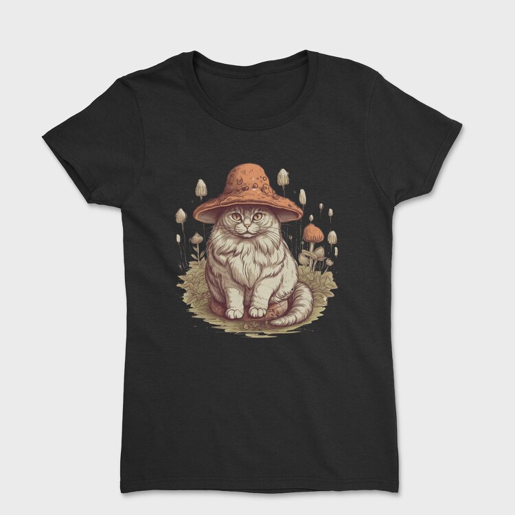 Mushroom Cat Hat, Tricou Femei