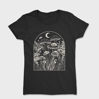 Mushrooms Moon Monochrome, Tricou Femei