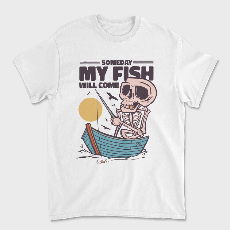 Skeleton Fishing, Tricou Barbati (Unisex)