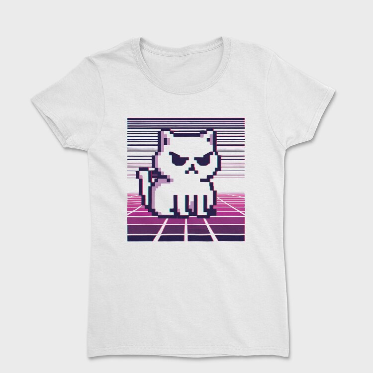 Pixel White Cat, Tricou Femei