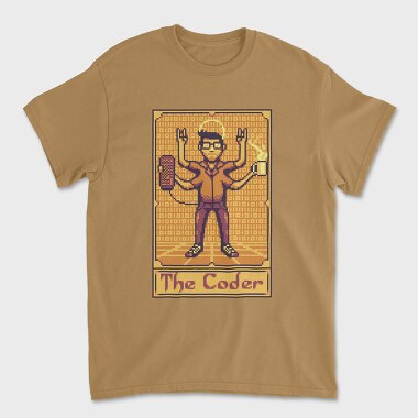 Pixelart Tarot Card the Coder, Tricou Barbati (Unisex)