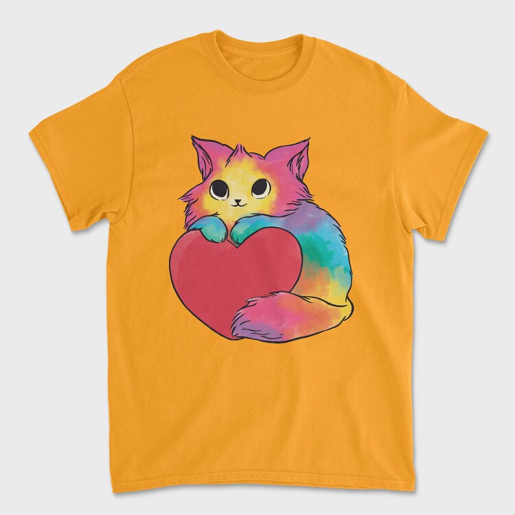 Rainbow Cat Heart, Tricou Barbati (Unisex)