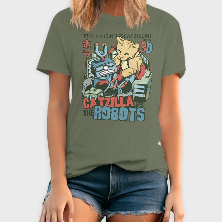 Catzilla vs Robot, Tricou Barbati (Unisex)