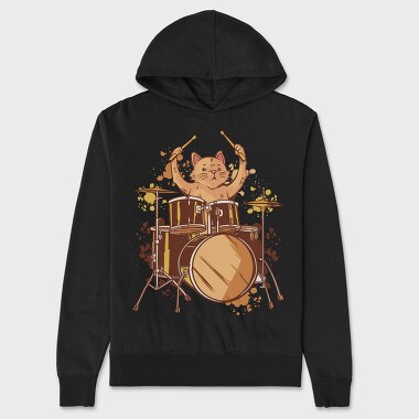 Drummer Cat, Hanorac Oversize Barbati (Unisex)