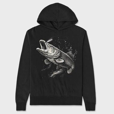 Pike Fish Monochrome, Hanorac Oversize Barbati (Unisex)