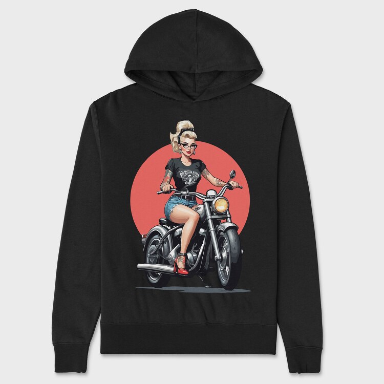 Pin Up Girl Bike, Hanorac Oversize Barbati (Unisex)