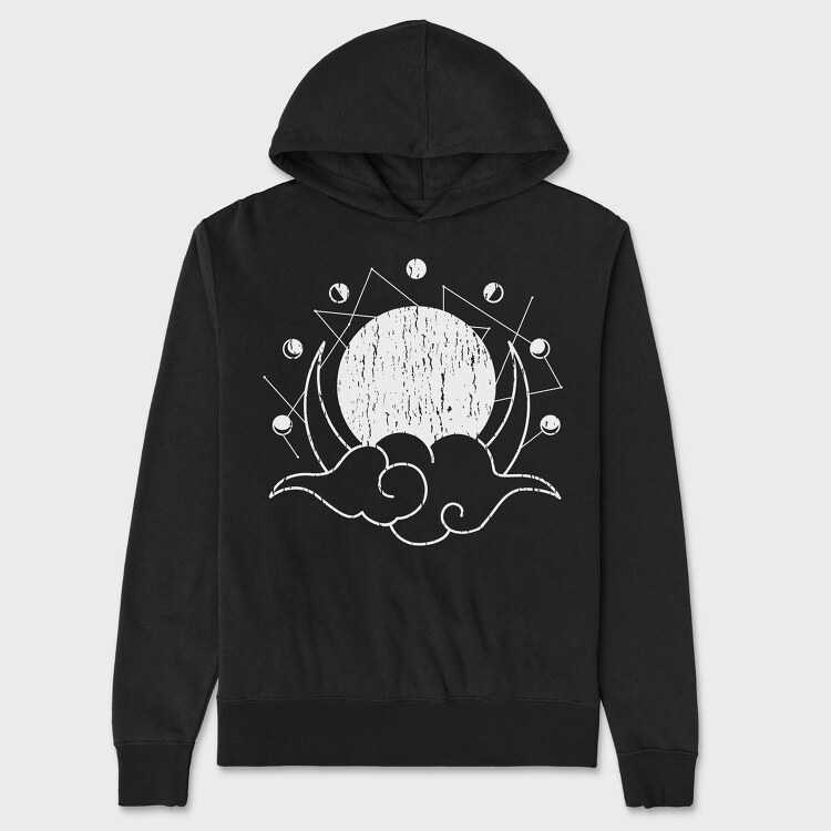 Moon Phases Monochrome, Hanorac Oversize Barbati (Unisex)