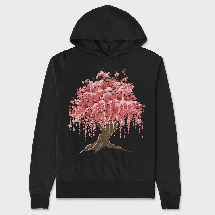 Sakura Tree Watercolor, Hanorac Oversize Barbati (Unisex)