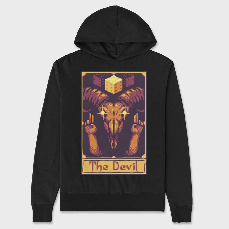 Pixelart Tarot Card the Devil, Hanorac Oversize Barbati (Unisex)