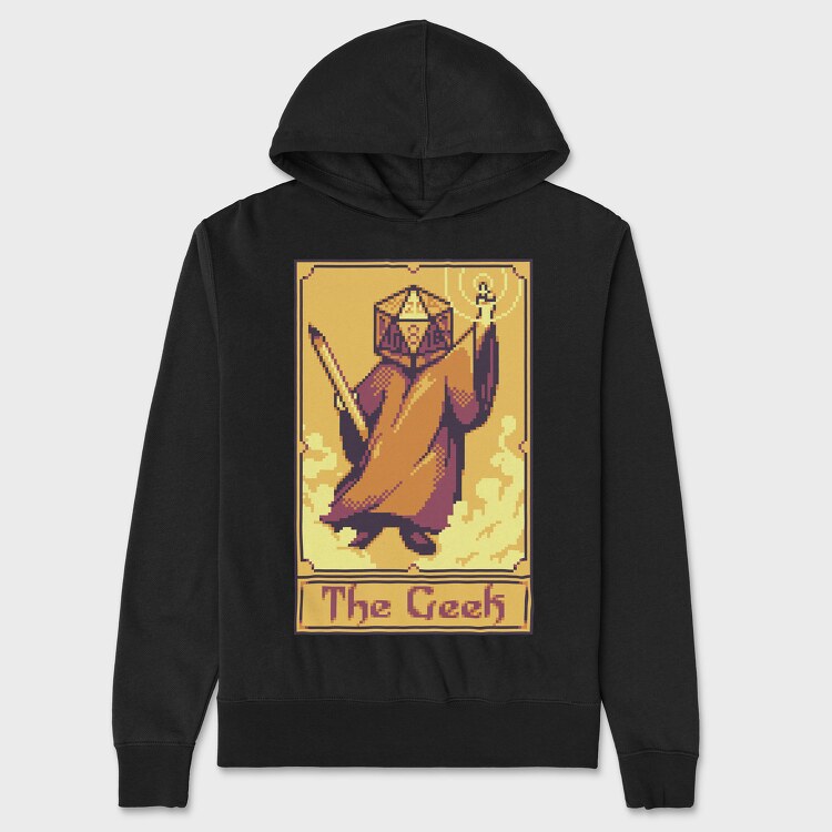 Pixelart Tarot Card the Geek, Hanorac Oversize Barbati (Unisex)