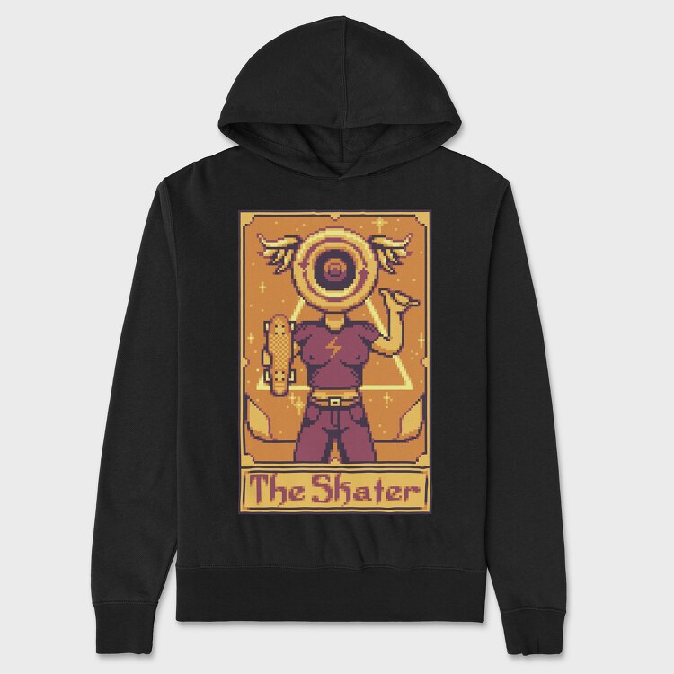 Pixelart Tarot Card the Skater, Hanorac Oversize Barbati (Unisex)