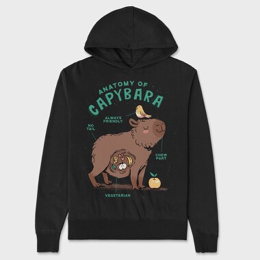 Cute Capybara Anatomy, Hanorac Oversize Barbati (Unisex)