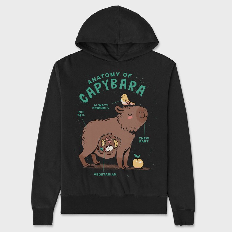 Cute Capybara Anatomy, Hanorac Oversize Barbati (Unisex)